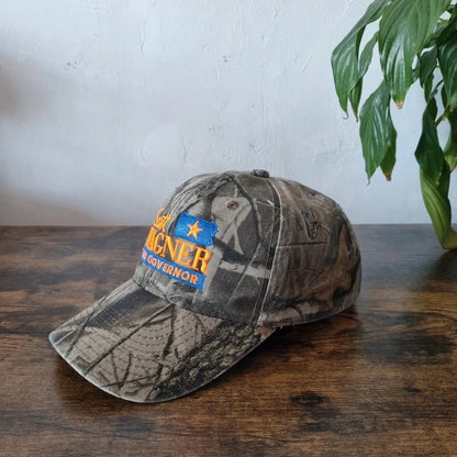 Vintage American Baseball Hat Snapback cap one size khaki brown real tree Scott wagner