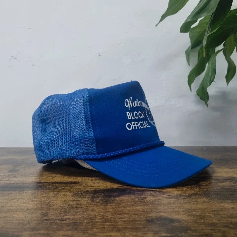 Vintage American Trucker Hat Snapback cap one size blue Waterama Block Official