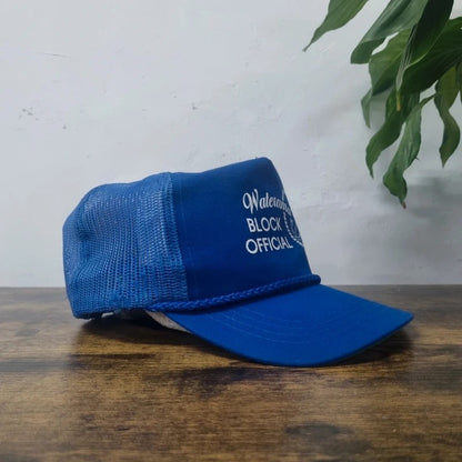 Vintage American Trucker Hat Snapback cap one size blue Waterama Block Official