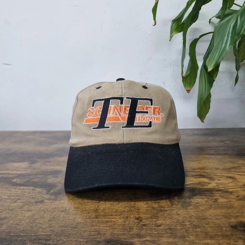 Vintage American baseball Hat Snapback cap one size adjustable beige black schneider