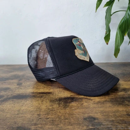 Vintage American Trucker Hat Snapback cap one size adjustable black air command