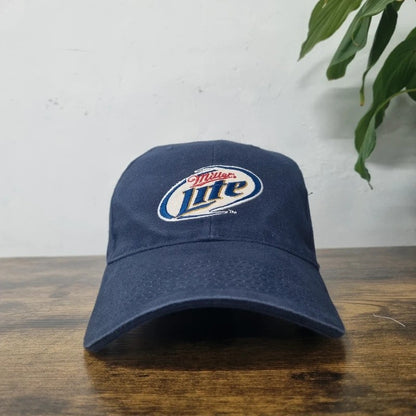 Vintage American Baseball Hat Snapback cap one size adjustable Miller lite navy