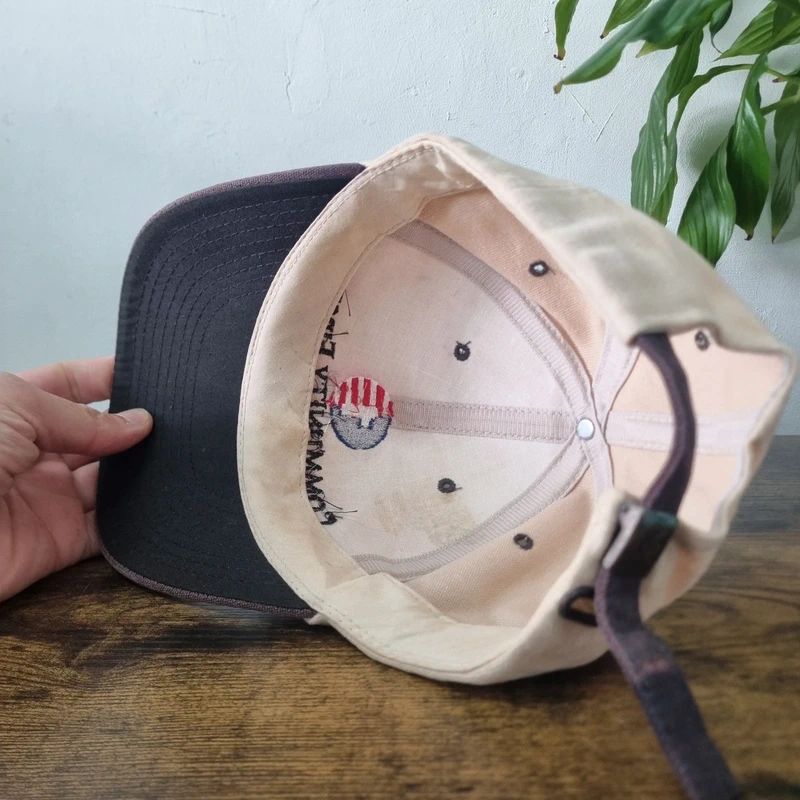 Vintage American baseball Hat Snapback cap one size adjustable community first bank beige brown