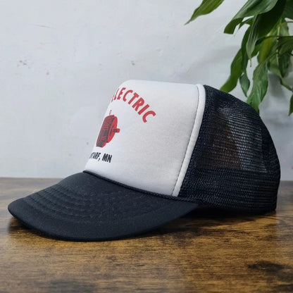 Vintage American Trucker Hat Snapback cap one size adjustable black white kent electric