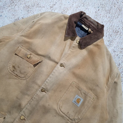 Carhartt Michigan Jacket Blanket Lined Beige Brown Men's Size 44 Tall Large