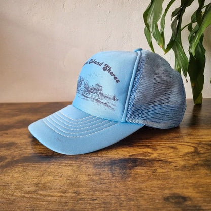 Vintage American Trucker Hat Snapback cap one size adjustable channel island light blue