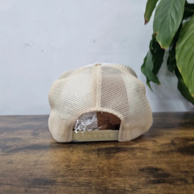 Vintage American Trucker Hat Snapback cap one size adjustable cream Hawaiian pool