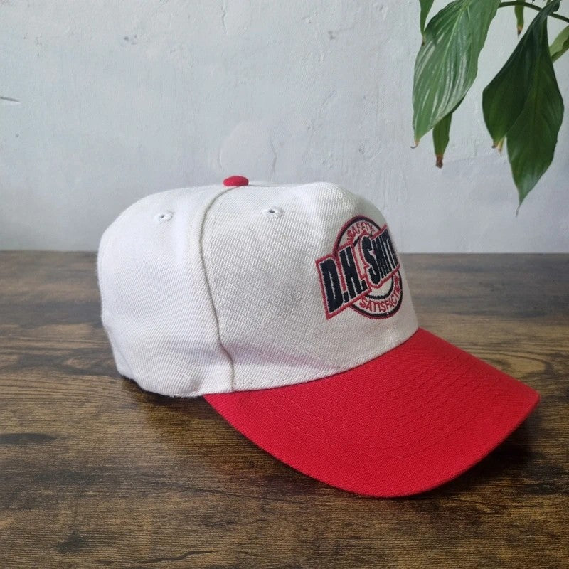 Vintage American Baseball Hat Snapback cap one size adjustable red white D. H. Smith saftey