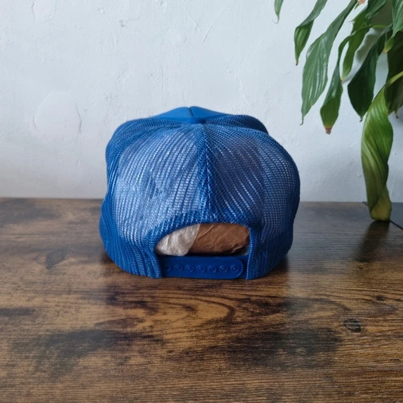 Vintage American Trucker Hat Snapback cap one size adjustable PM blue