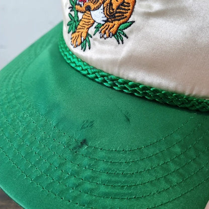 Vintage American Baseball Hat Snapback cap one size adjustable cream green tiger