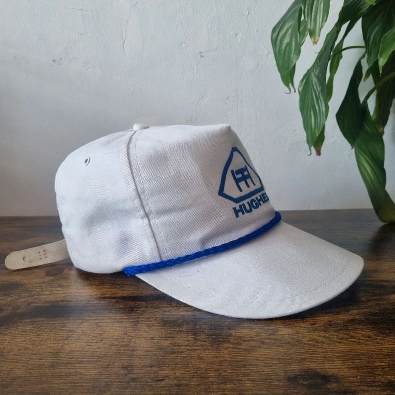 Vintage American Trucker Hat Snapback cap one size adjustable white Hughes
