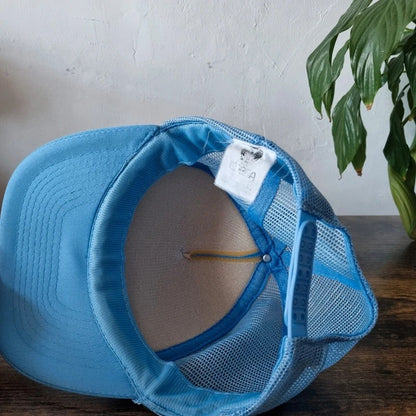 Vintage American Trucker Hat Snapback cap one size adjustable cunningham sandblasting blue