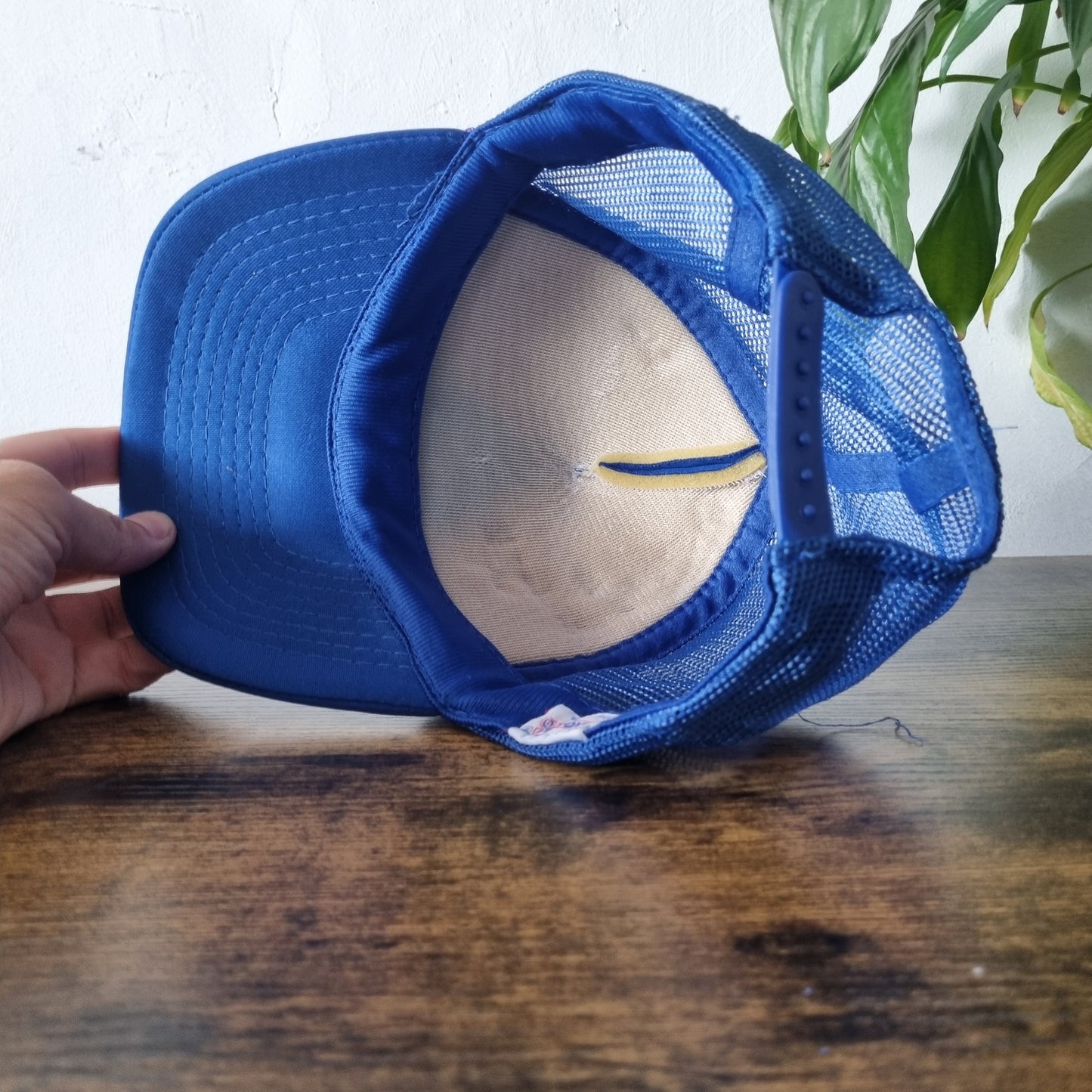 Vintage American Trucker Hat Snapback cap one size adjustable Blue Johnstone