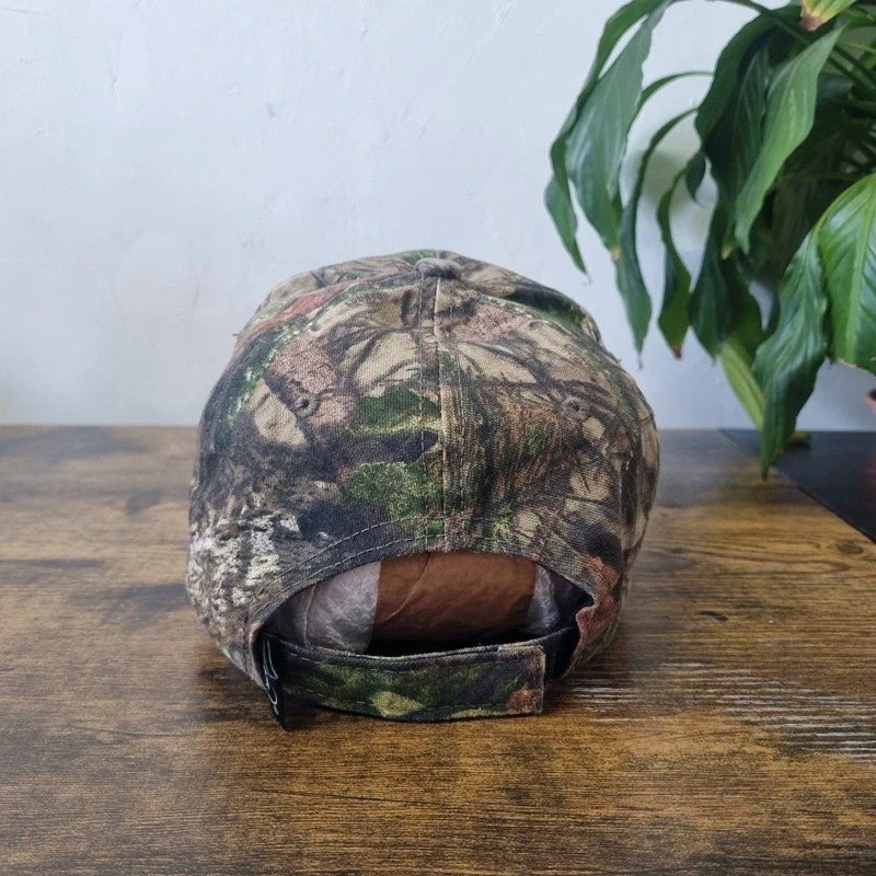 Vintage American Baseball Hat Snapback cap one size khaki green realtree camo deer maryland