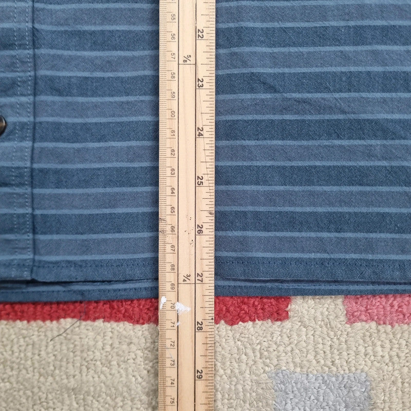 Carhartt Boxy Fit Cropped Shirt Short Sleeve XL Striped Blue Button Up Skater Y2K Surf