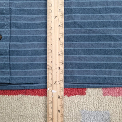 Carhartt Boxy Fit Cropped Shirt Short Sleeve XL Striped Blue Button Up Skater Y2K Surf