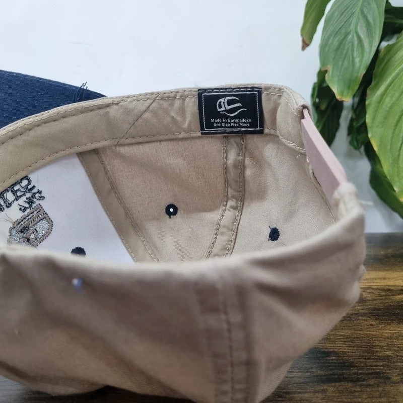 Vintage American Baseball Hat Snapback cap one size adjustable beige navy PSE spray service