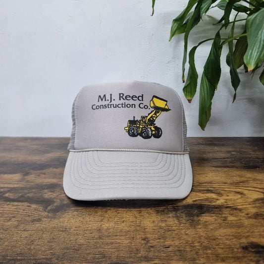 Vintage American Trucker Hat Snapback cap one size adjustable grey construction tractor