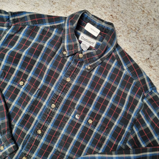 Carhartt FLANNEL SHIRT CHECK TALL FIT - Black - Size L