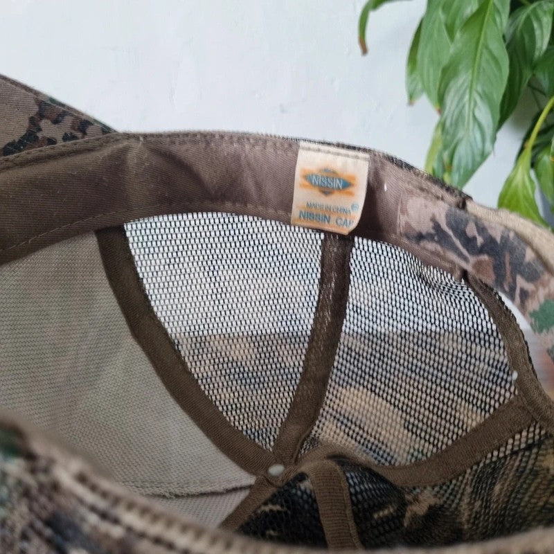 Vintage American baseball Hat Snapback cap one size adjustable sheet metal khaki camo