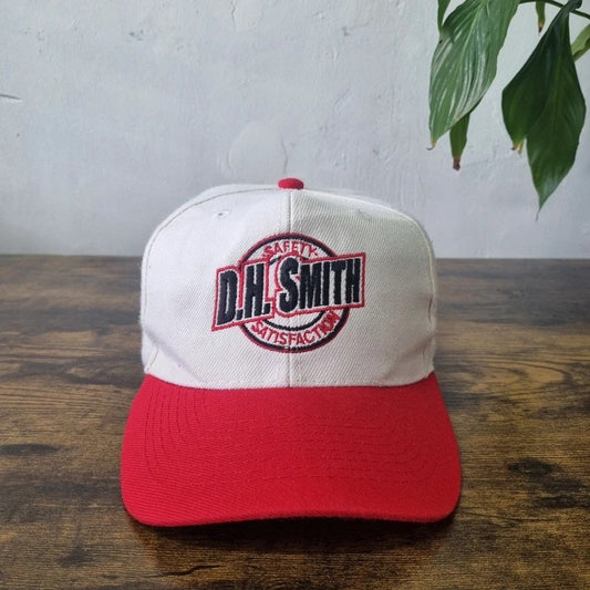 Vintage American Baseball Hat Snapback cap one size adjustable red white D. H. Smith saftey