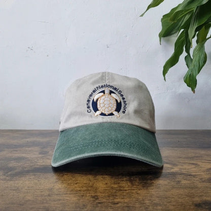Vintage American Baseball Hat Snapback cap one size adjustable beige green turtle