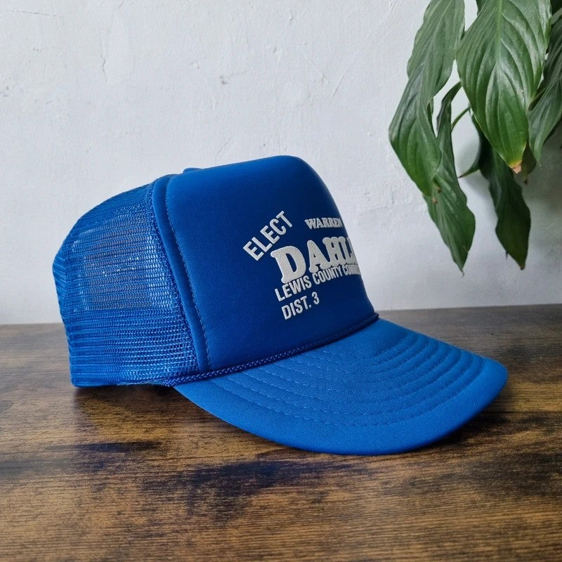Vintage American Trucker Hat Snapback cap one size adjustable blue Warren dahlin election