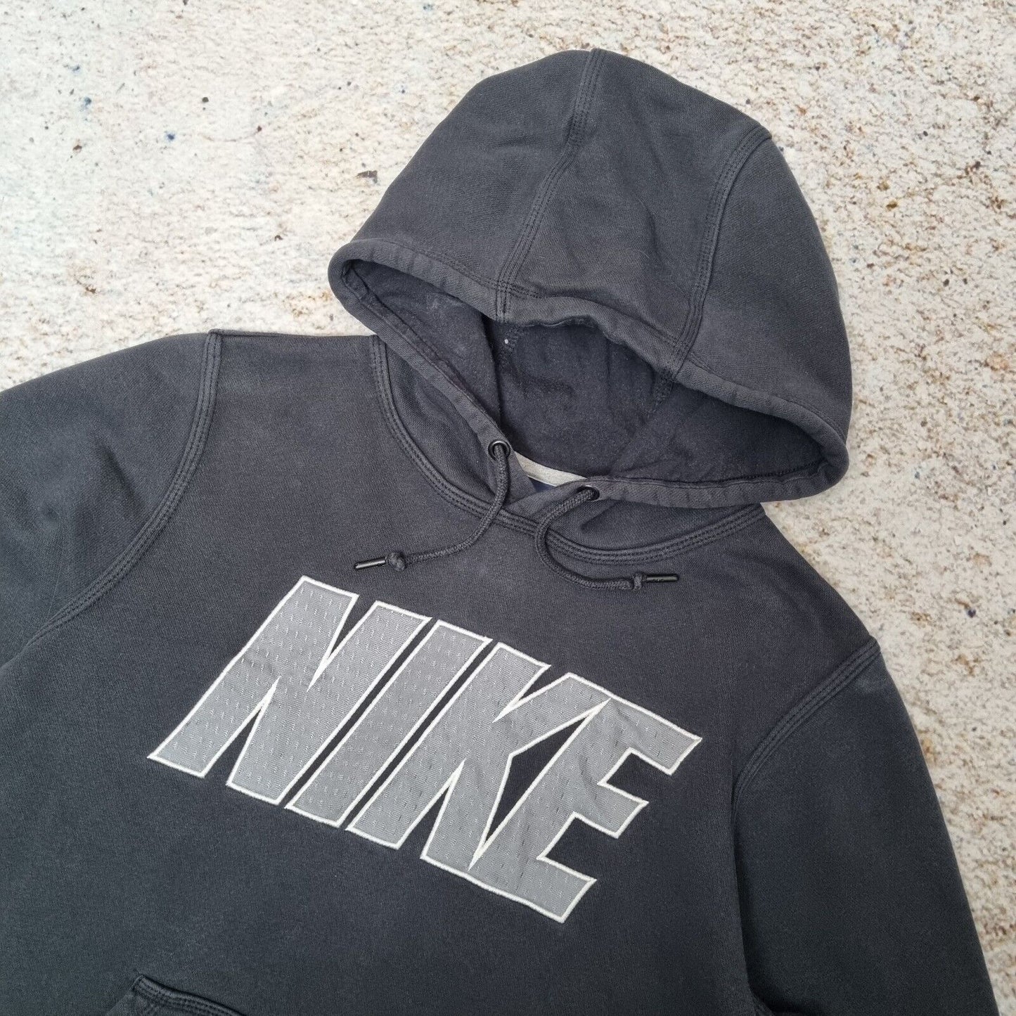 Nike Hoodie Logo Big Centre Spellout Size S Retro Hooded Swoosh Black