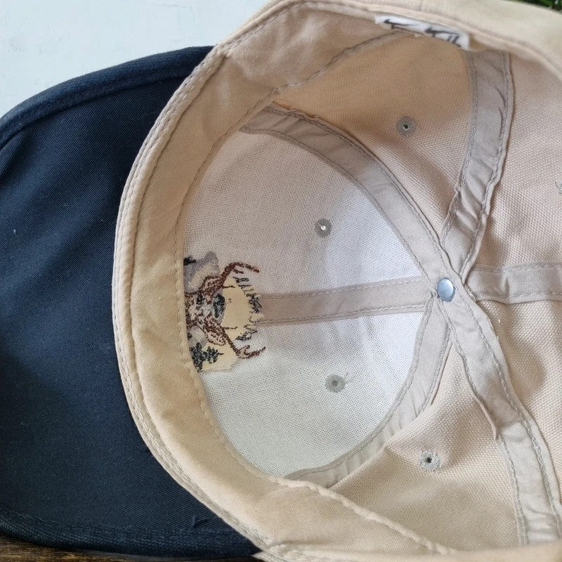 Vintage American Baseball Hat Snapback cap one size adjustable cream black rock Hill deer