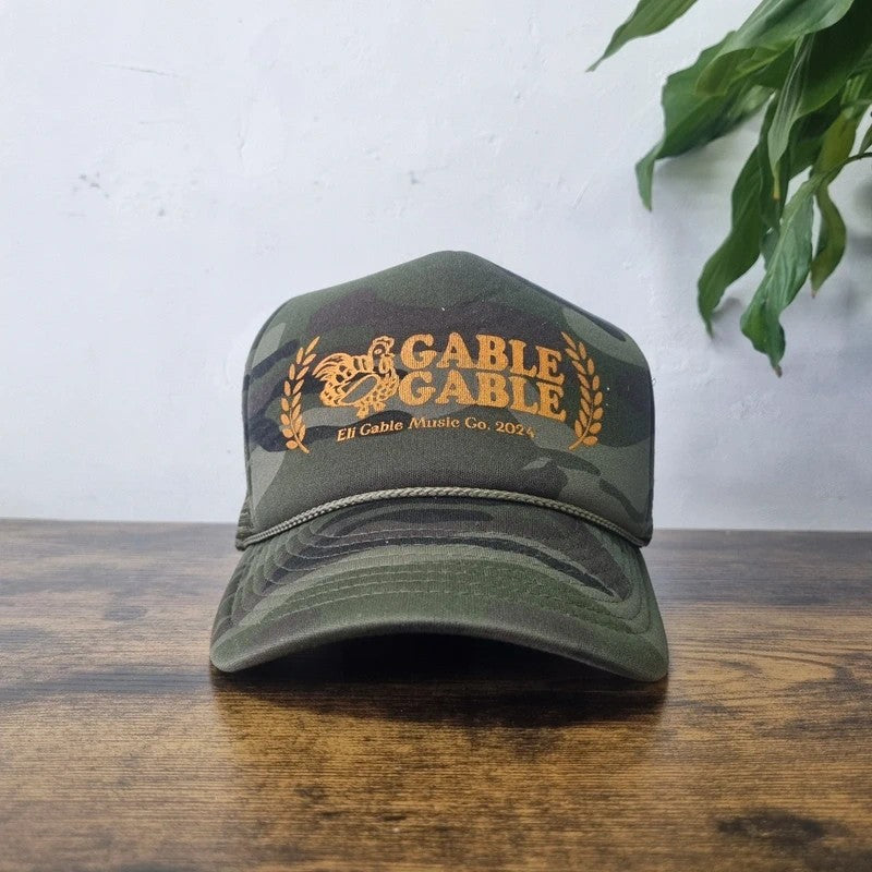 American Baseball Hat Snapback cap one size green camo Gabble Gabble chicken
