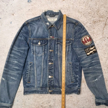 GUESS ORIGINALS 90s Denim Jacket (MCM Embroidered Patch) Small Blue