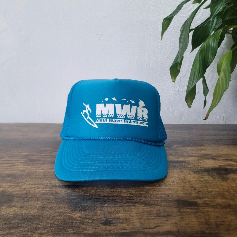 Vintage American Trucker Hat Snapback cap one size adjustable blue turquoise surf