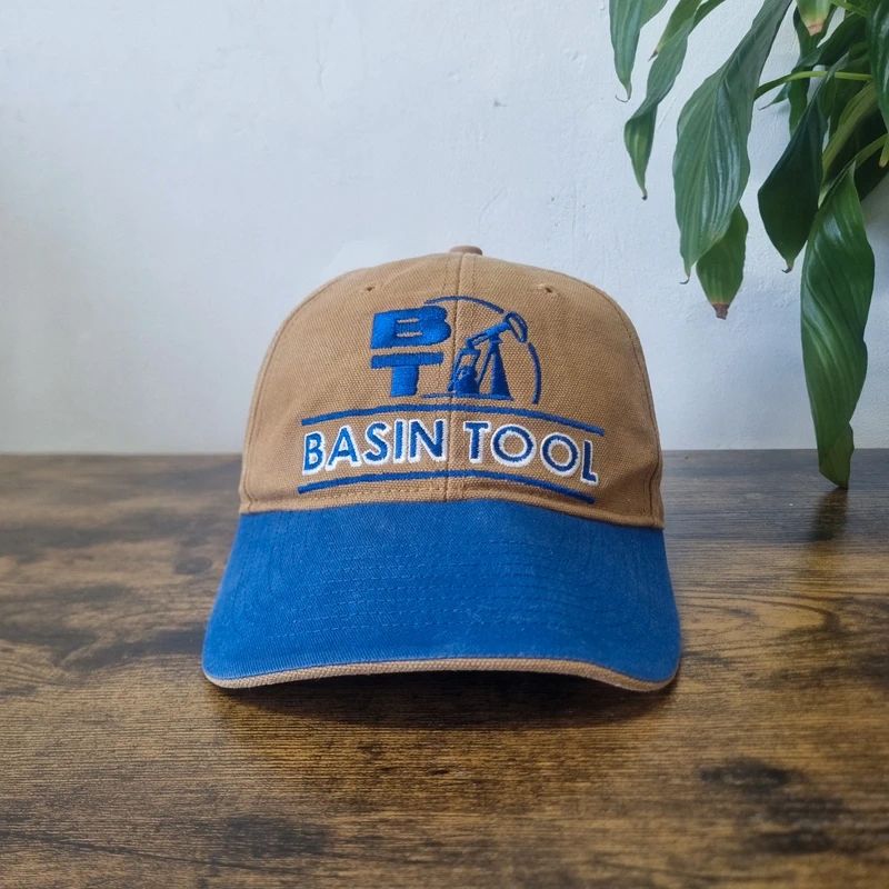 Vintage American Baseball Snapback cap one size adjustable beige blue oil rig basin