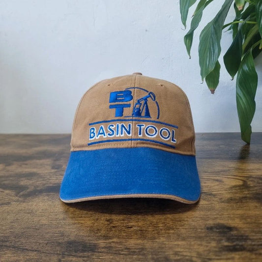 Vintage American Baseball Snapback cap one size adjustable beige blue oil rig basin