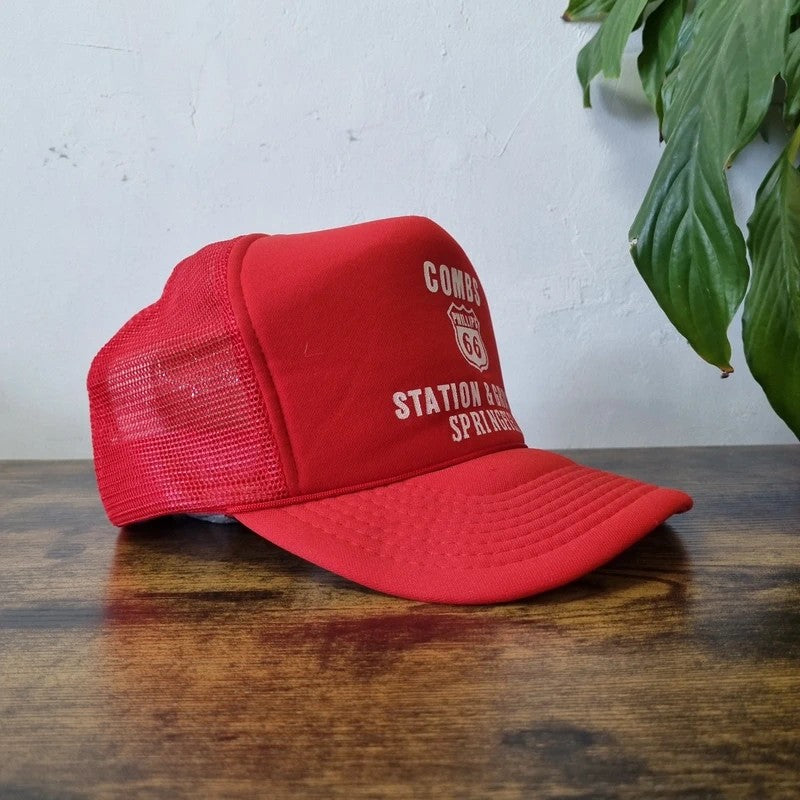 Vintage American Trucker Hat Snapback cap one size adjustable red combs springfield