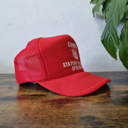 Vintage American Trucker Hat Snapback cap one size adjustable red combs springfield