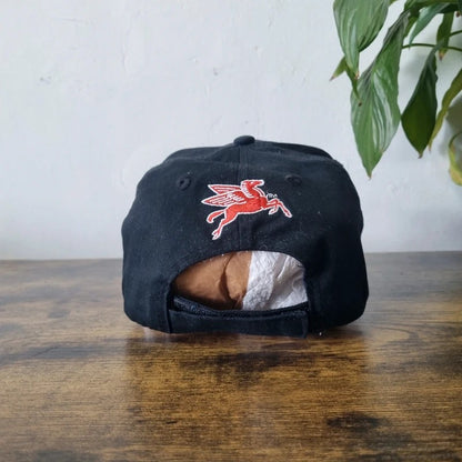 Vintage American Trucker Hat Snapback cap one size adjustable black mobil 1 oil nascar
