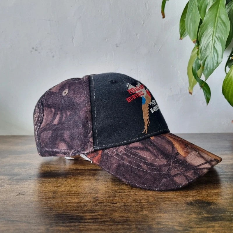 Vintage American Baseball Hat Snapback cap one size adjustable black brown pheasant