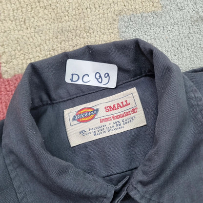 Vintage Dickies Boxy Fit Cropped Shirt Short Sleeve Small plain grey Button Up Skater Y2K Surf