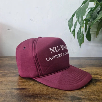 Vintage American Trucker Hat Snapback cap one size adjustable Nu yale laundry burgundy