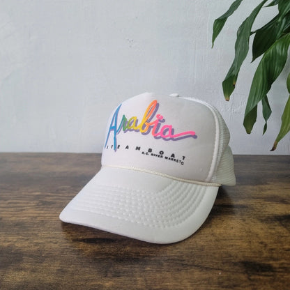 Vintage American Arabia Trucker Hat snapback one size white 90s mesh