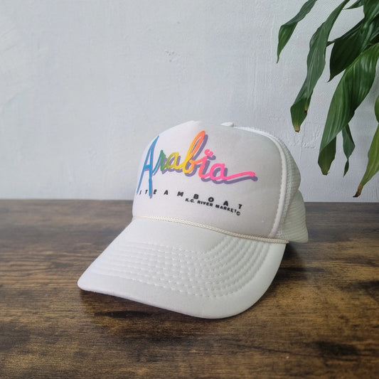 Vintage American Arabia Trucker Hat snapback one size white 90s mesh