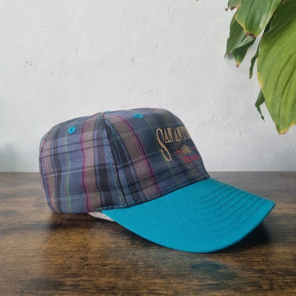 Vintage American Baseball Hat Snapback cap one size adjustable blue Tartan san Antonio texas