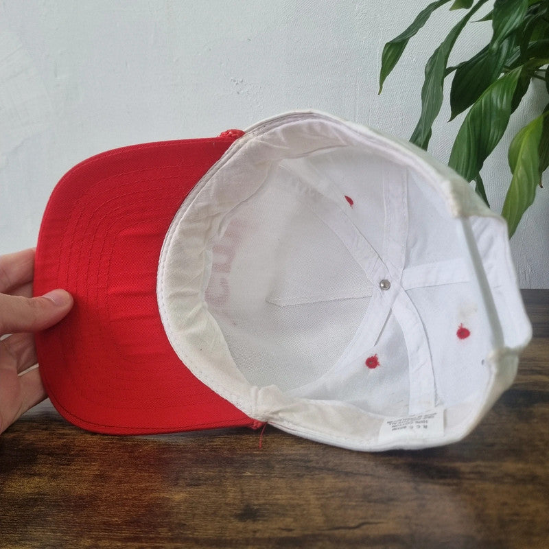 Vintage American Scmi Trucker Hat snapback cap one size adjustable red white 90s rope