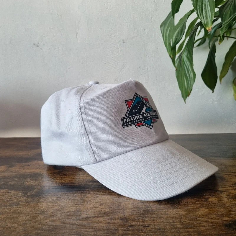 Vintage American Trucker Hat Snapback cap one size white Prairie Meadows Racetrack and Casino