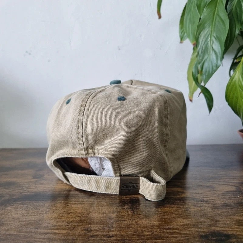 Vintage American Trucker Hat Snapback cap one size adjustable beige green ship belle