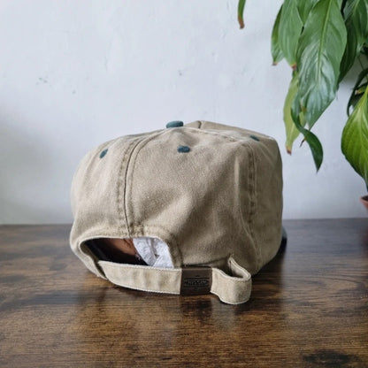 Vintage American Trucker Hat Snapback cap one size adjustable beige green ship belle