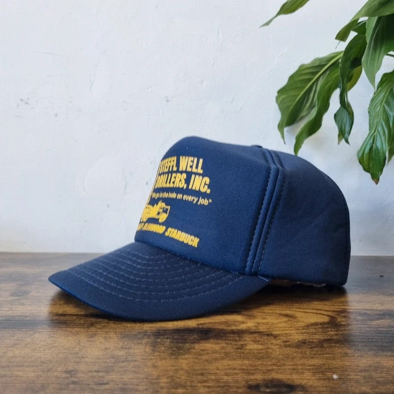 Vintage American Trucker Hat Snapback cap one size adjustable navy drillers