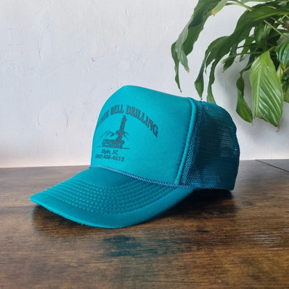 Vintage American Trucker Hat Snapback cap one size adjustable green well drilling