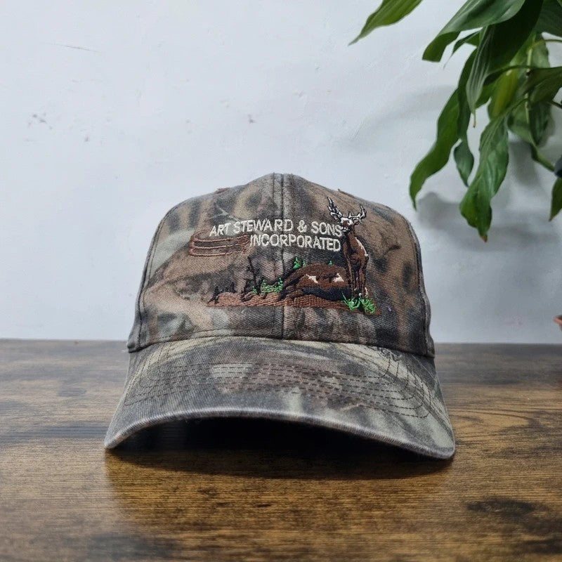 Vintage American Baseball Hat Snapback cap one size adjustable art steward deer